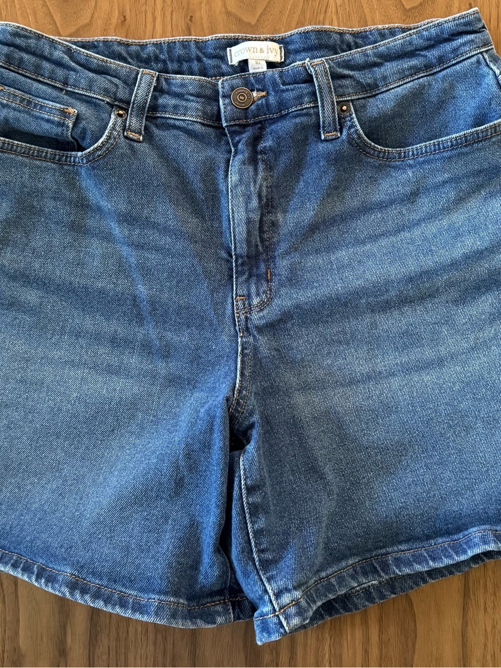 crown & ivy Classic Blue Denim Shorts